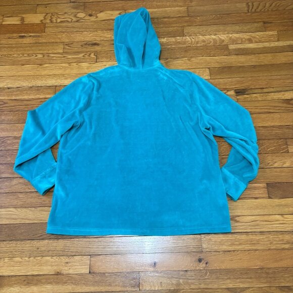 Bob Mackie Wearable Art Womens Velour Zip Up Hoodie Jacket Plus Sz 1X Turquoise - Picture 7 of 7